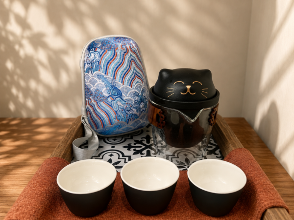 6-3｜萌貓茶具組（黑）｜Cute Cat Tea Set – Black