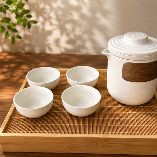 6-5｜雅白一壺4杯｜Elegant White Tea Set｜1 Pot & 4 Cups